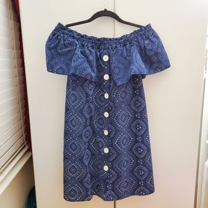 Zara Navy Off the Shoulder Baby doll Boho Dress